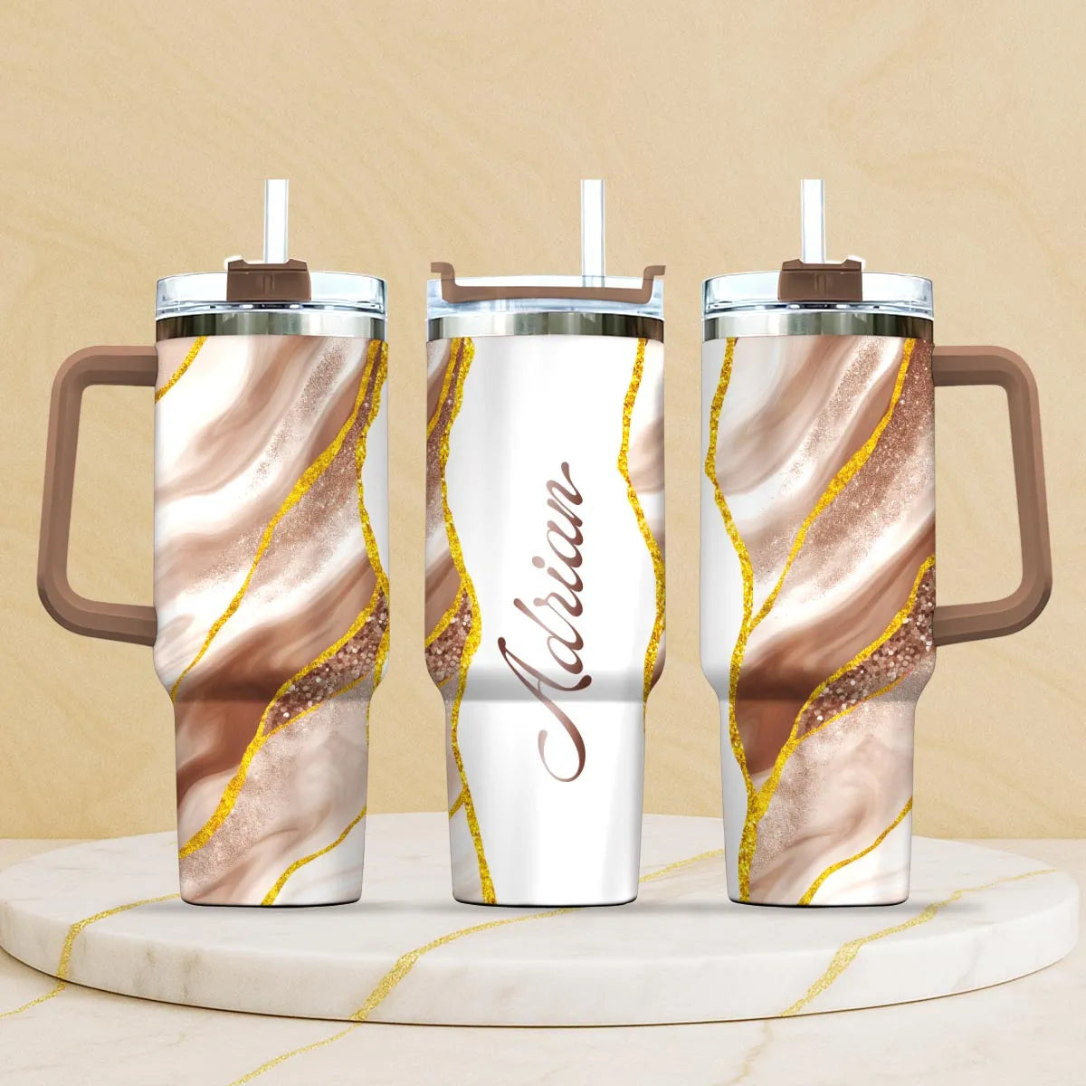 ADRIAN 40oz Personalized Tumbler Cup with Straw | Custom Stainless Steel Mug 13K1-TB1