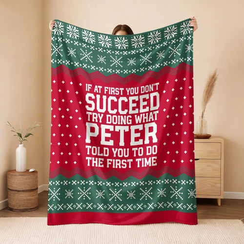 If At First You Don’t Succeed Red Green Christmas Fleece Blanket PETER 13K1 BK28