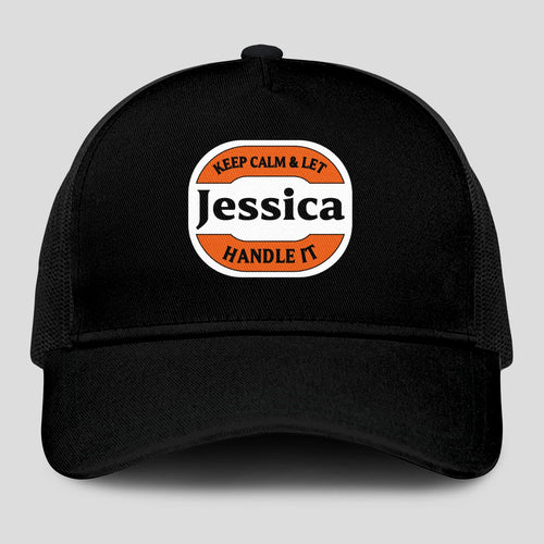 Keep Calm & Let Your Name Handle It Black Mesh Cap JESSICA 13K1 C199PF