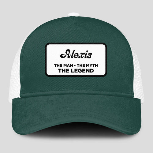 The Man The Myth The Legend Green And White Mesh Cap ALEXIS 13K1 C198PF