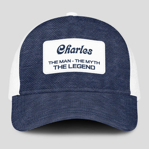 The Man The Myth The Legend Blue Denim Mesh Cap CHARLES 13K1 C194PF