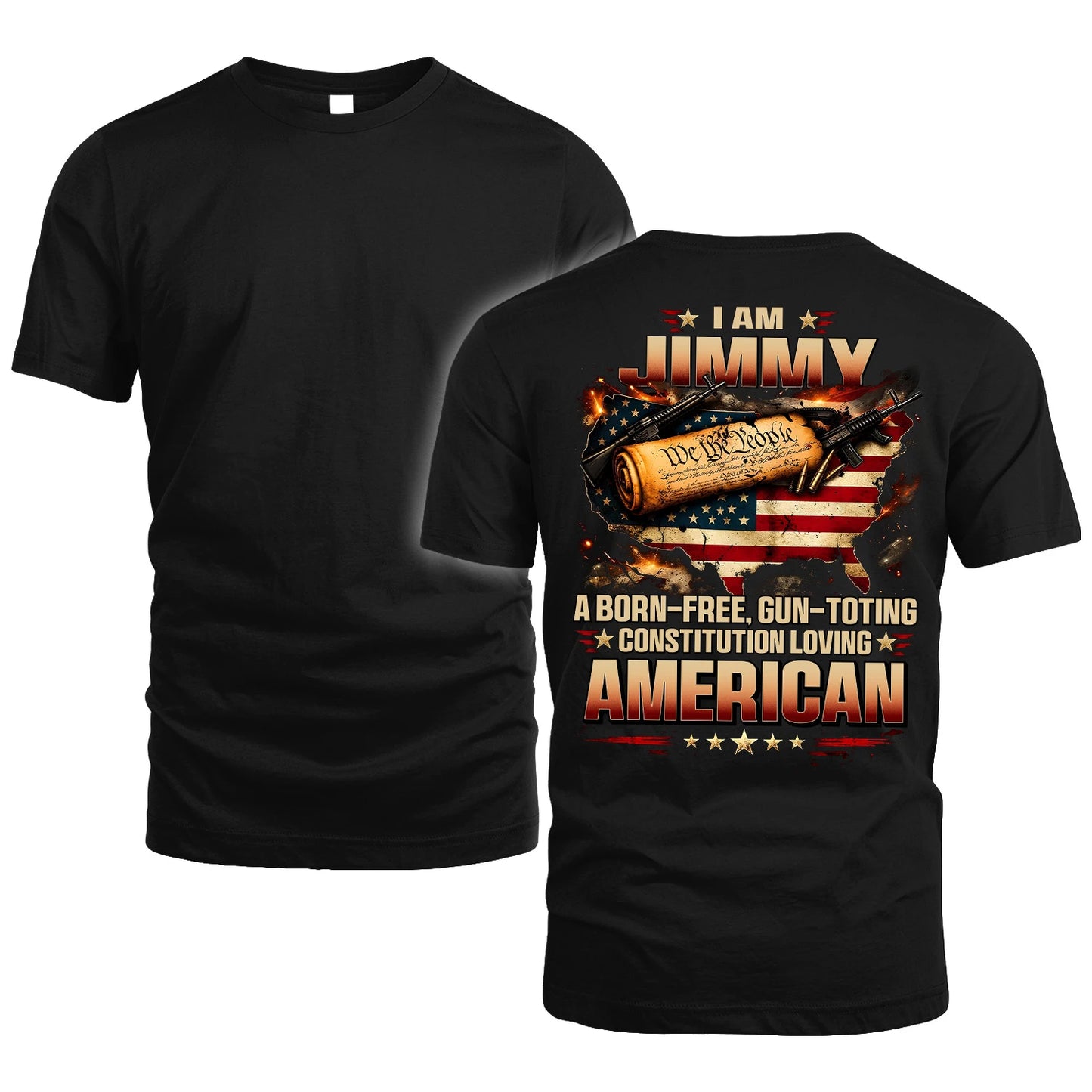 JIMMY 13K1-525 Personalized " ... A Born-Free, Gun-Toting Constitution Loving American"