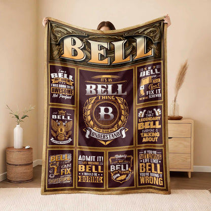 BELL Personalized Blanket | Custom Name Cozy Throw Gift 13K1-BK4