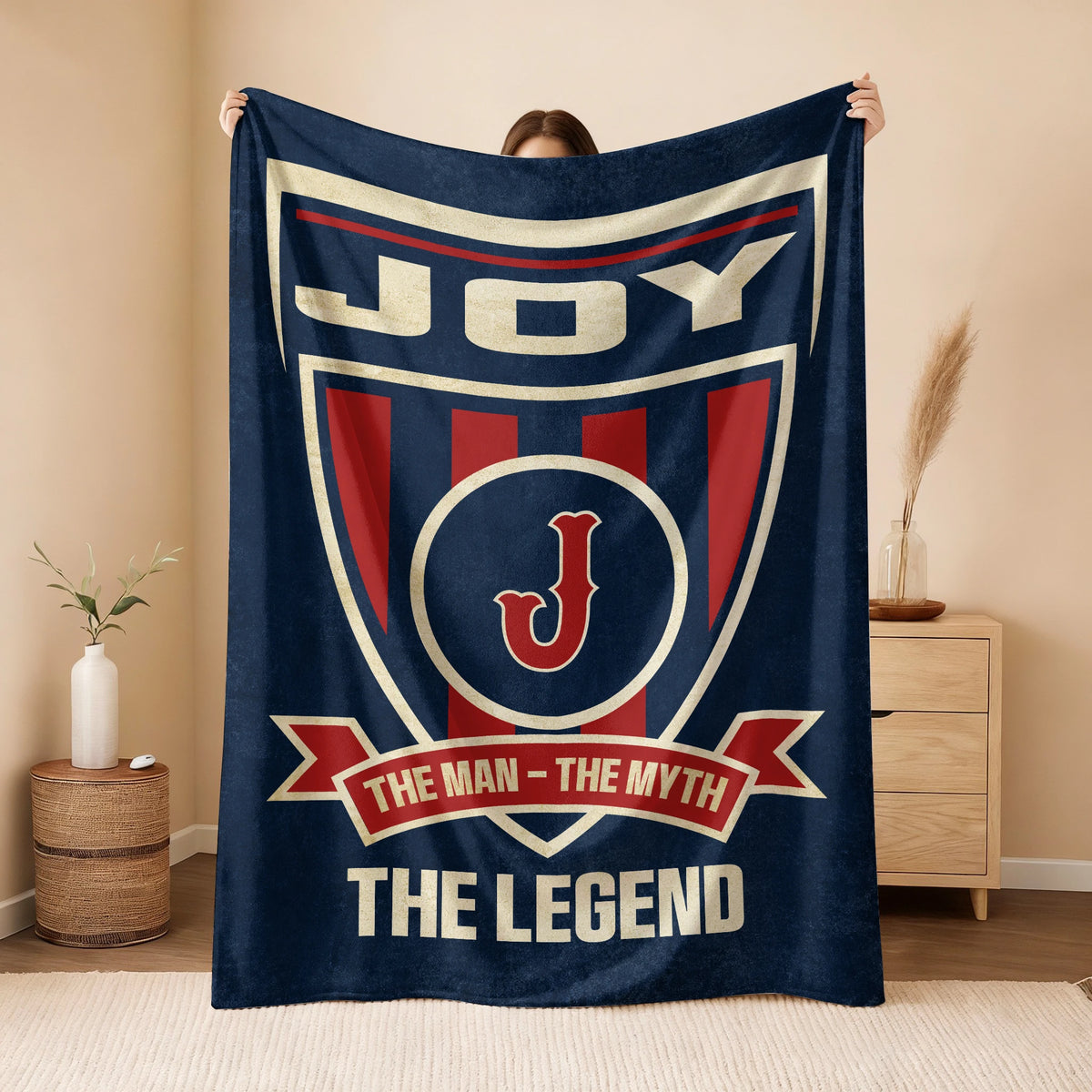 The Man The Myth The Legend Blue Burgundy Baseball Blanket JOY 13K1 BK18