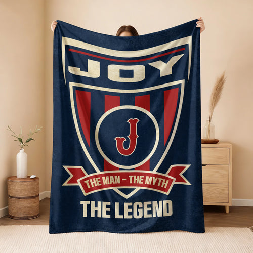 The Man The Myth The Legend Blue Burgundy Baseball Blanket JOY 13K1 BK18