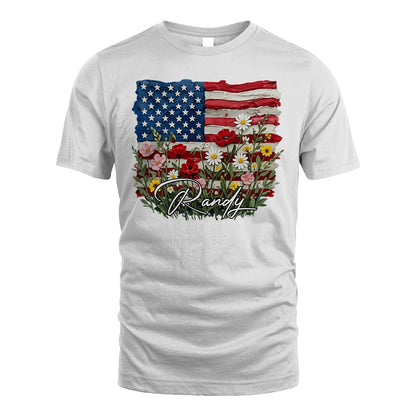 RANDY 13K1-549 Personalize Name - Design American flag and flowers