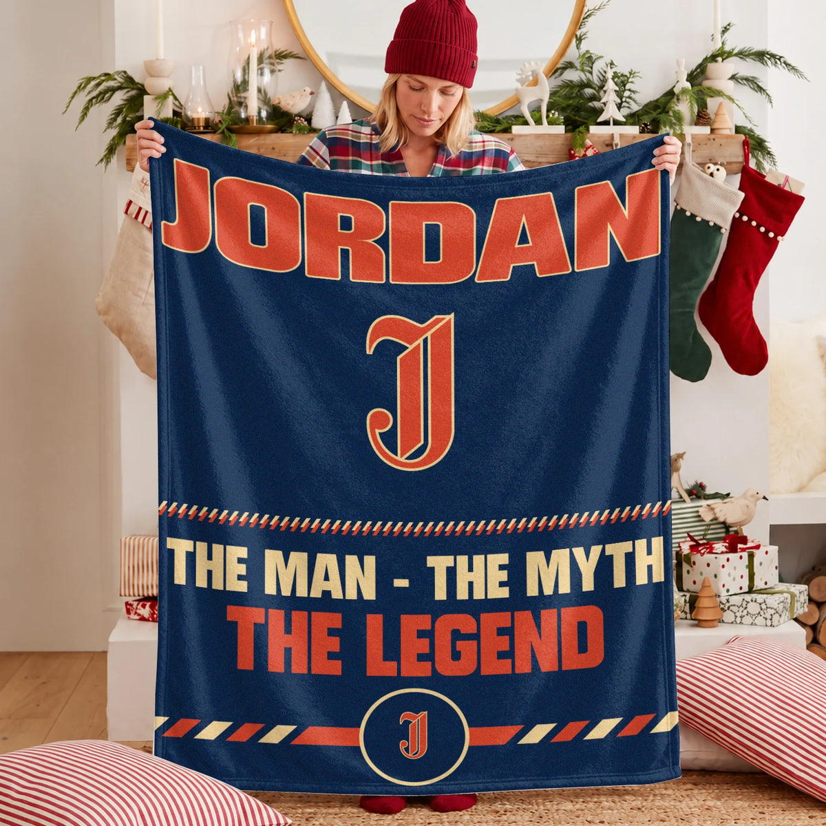 The Man The Myth The Legend Retro Fleece Blanket JORDAN 13K1 BK53