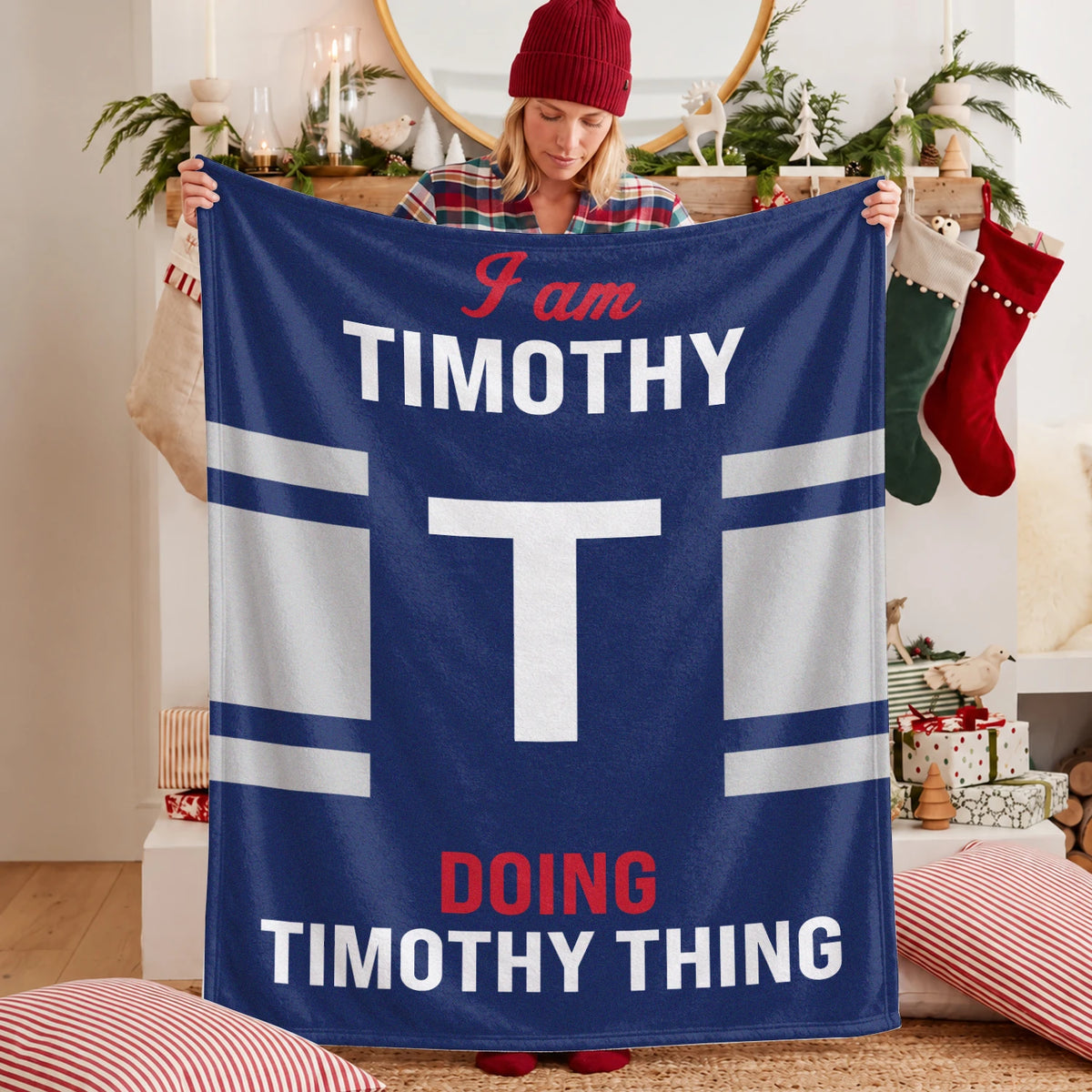 I'm Name Doing Name Things Navy Fleece Blanket TIMOTHY 13K1 BK51