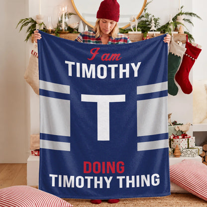 I'm Name Doing Name Things Navy Fleece Blanket TIMOTHY 13K1 BK51