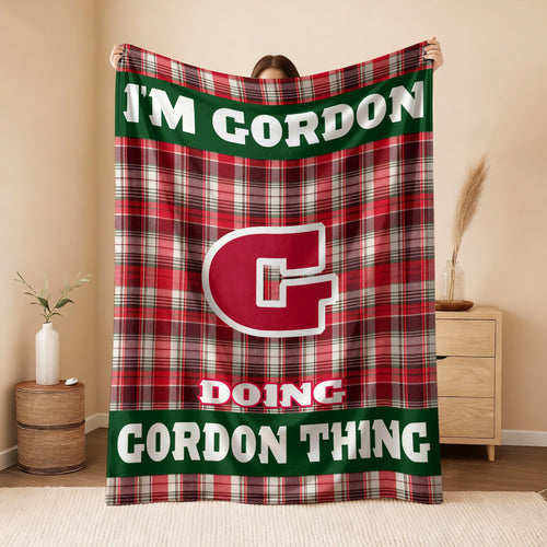 I'm Name Doing Name Things Red Plaid Fleece Blanket GORDON 13K1 BK49