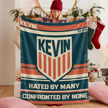 Hated By Many Confronted By None Retro Fleece Blanket KEVIN 13K1 BK58