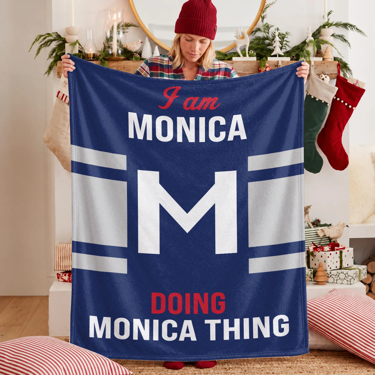 I'm Name Doing Name Things Navy Fleece Blanket MONICA 13K1 BK51