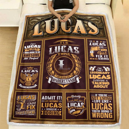 LUCAS Personalized Blanket | Custom Name Cozy Throw Gift 13K1-BK4