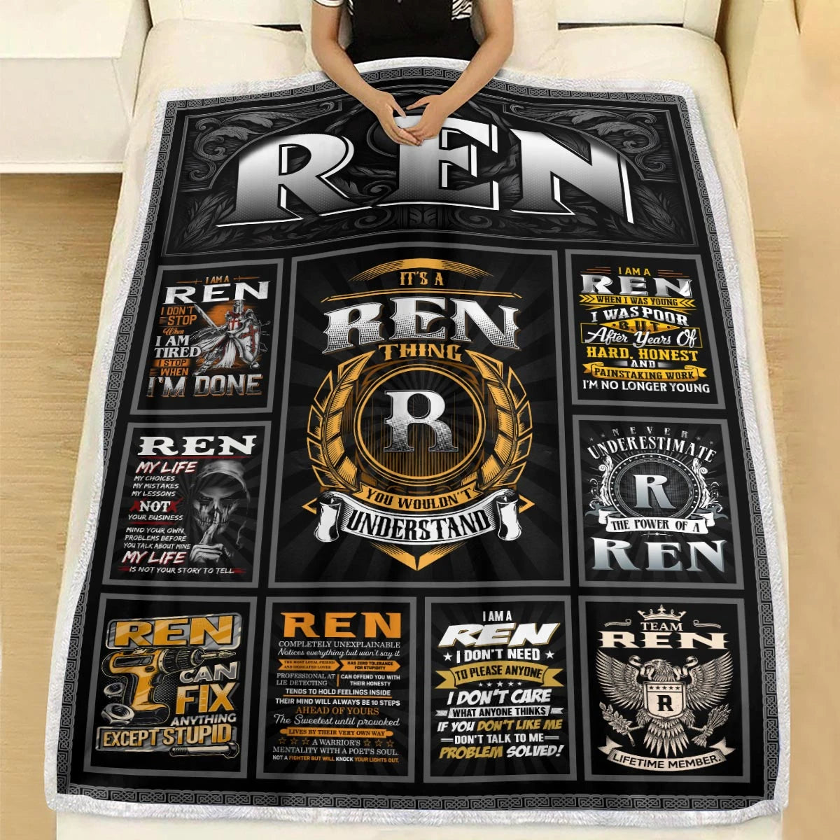 REN Personalized Blanket | Custom Name Cozy Throw Gift 13K4-BK2