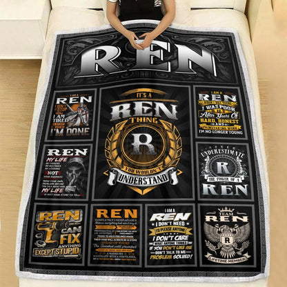 REN Personalized Blanket | Custom Name Cozy Throw Gift 13K4-BK2