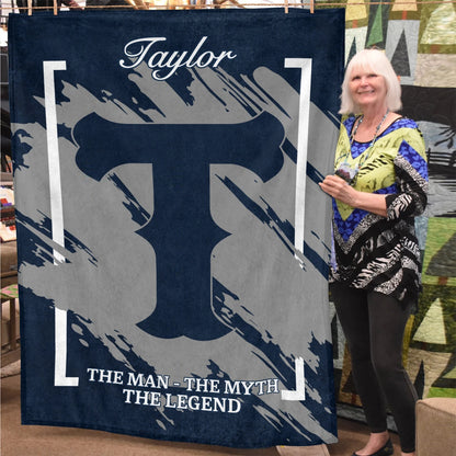 The Man The Myth The Legend Navy Baseball Fleece Blanket TAYLOR 13K1 BK17