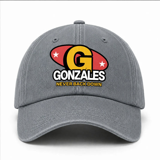 Never Back Down With Your Name And Initial Letter Washed Cap GONZALES 13K1 C82PF