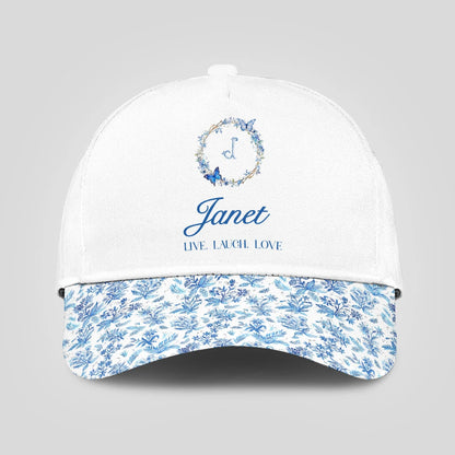Live Laugh Love Blue Flowers Cap JANET 13K1 C50PF