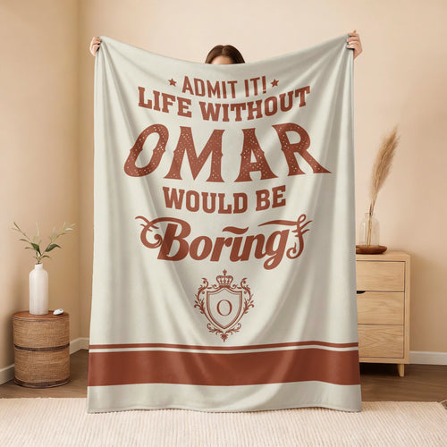 Life Without Your Name Would Be Boring Cream Terracotta Blanket OMAR 13K1 BK24