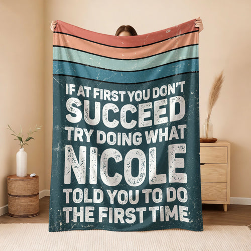 If At First You Don’t Succeed Retro Green Fleece Blanket NICOLE 13K1 BK29