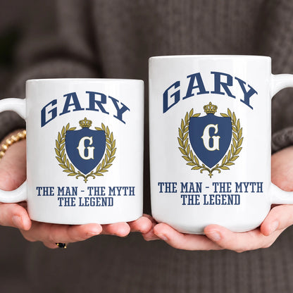 The Man The Myth The Legend Blue And Yellow Logo Mug GARY 13K1 MG24