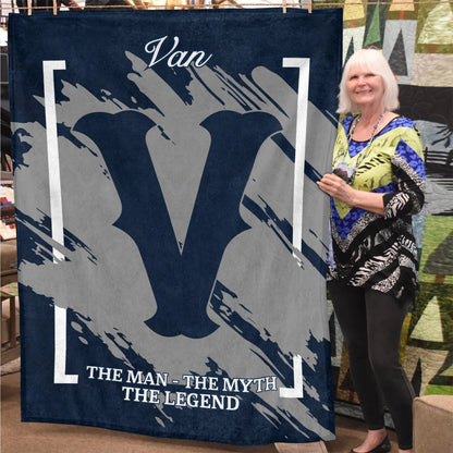 The Man The Myth The Legend Navy Baseball Fleece Blanket VAN 13K1 BK17