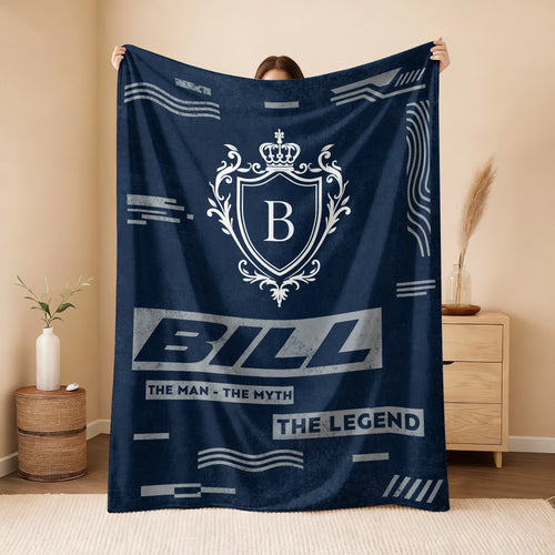 The Man The Myth The Legend Blue & Gray Fleece Blanket  BILL 13K1 BK08