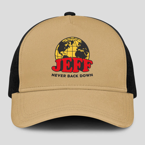 Never Back Down World Logo Khaki Mesh Cap JEFF 13K1 C212PF