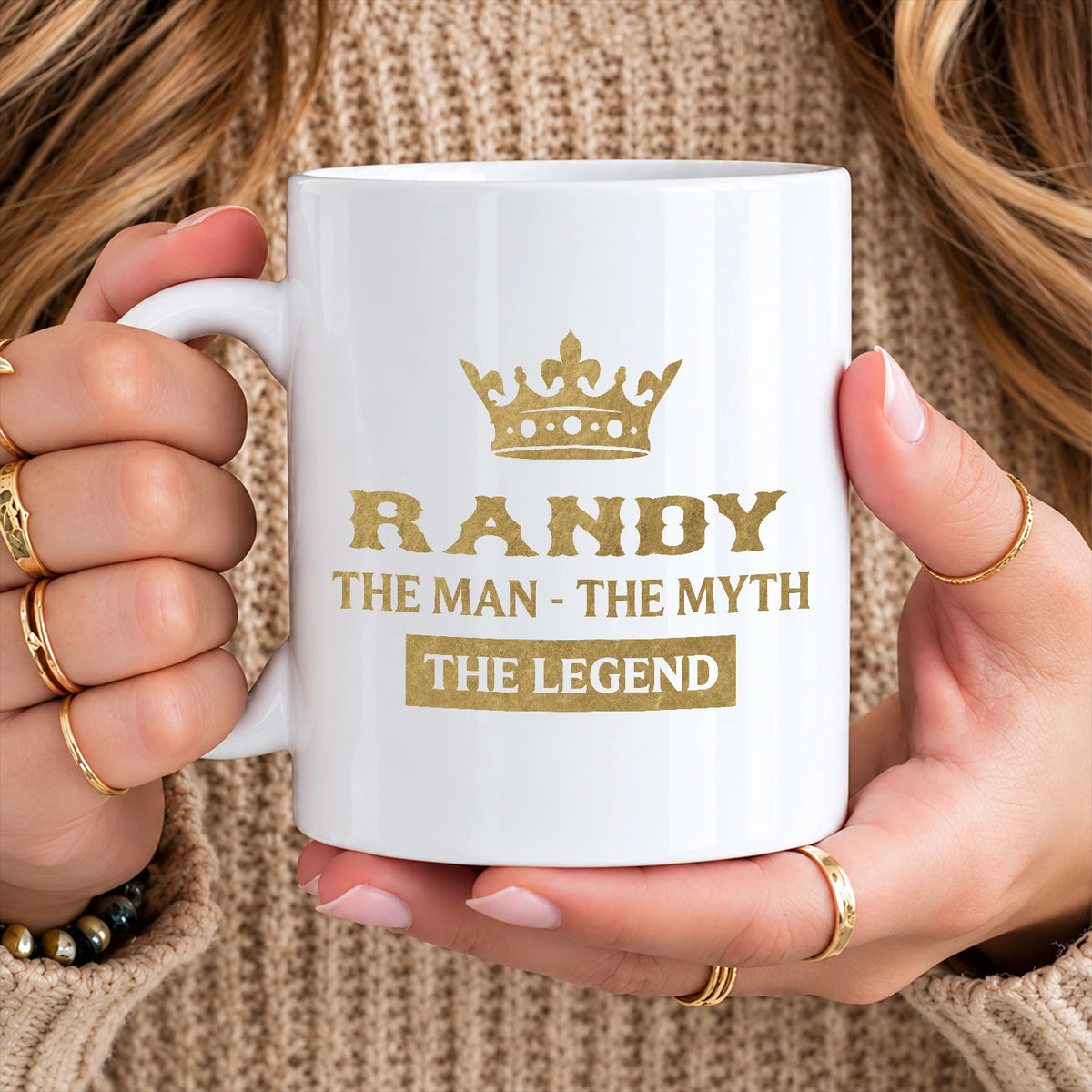 The Man The Myth The Legend Golden Crown Mug RANDY 13K1 MG20