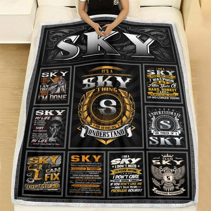 SKY Personalized Blanket | Custom Name Cozy Throw Gift 13K1-BK2