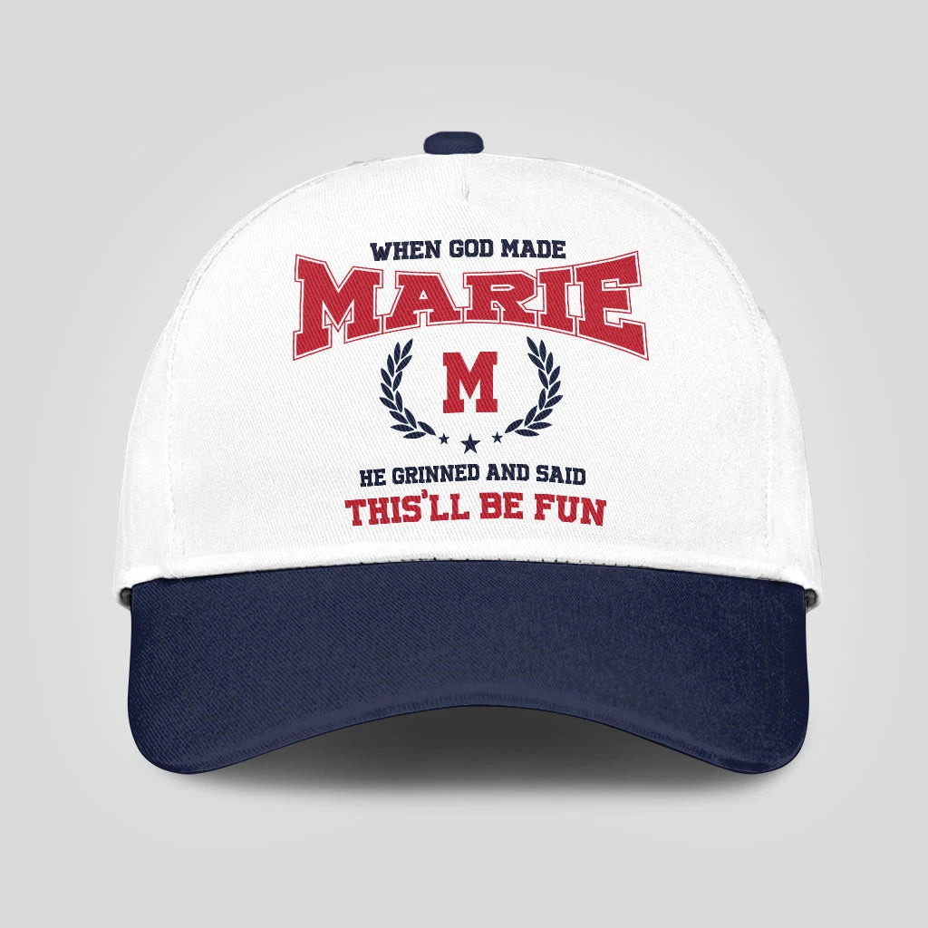 When God Made Your Name He Grinned And Said This'll Be Fun Blue Cap MARIE 13K1 C57PF