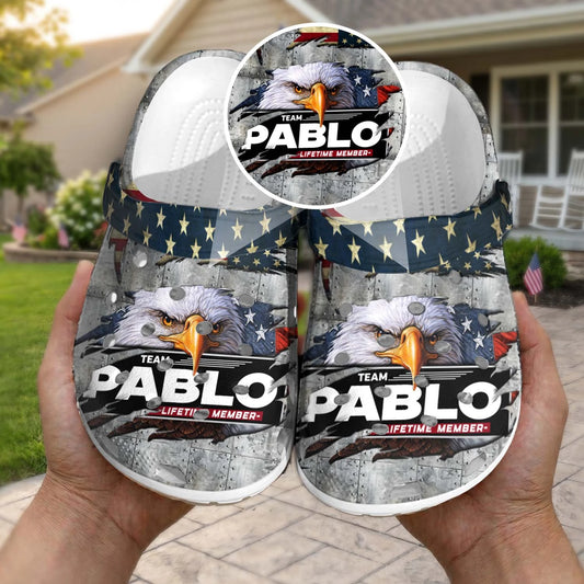 PABLO 13K1-CR1 Personalized Name Clogs "Team Lifetime Member"