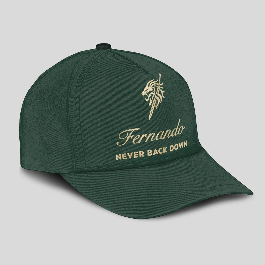 Never Back Down Lion And Sword Sage Green Cap FERNANDO 13K1 C178PF