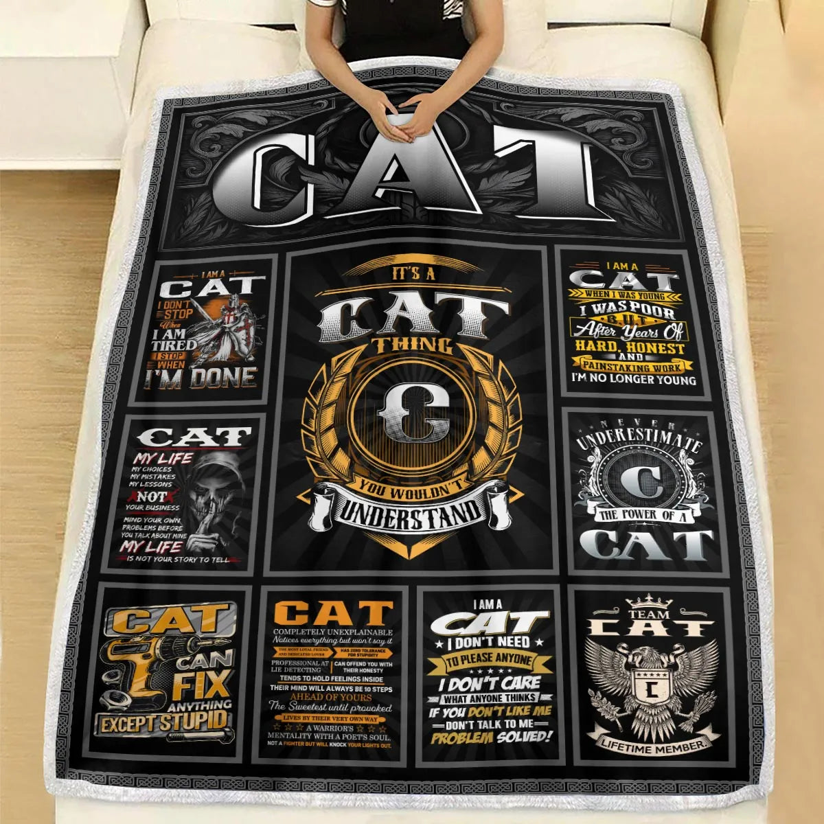 CAT Personalized Blanket | Custom Name Cozy Throw Gift 13K3-BK2