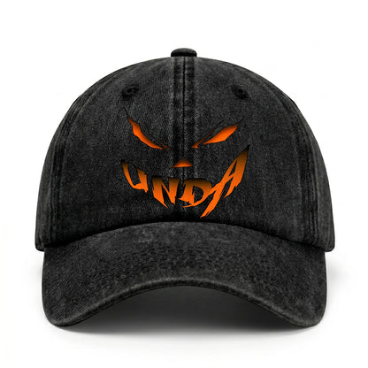 Your Name Jack O' Lantern Halloween Washed Cap LINDA 13K1 C100PF