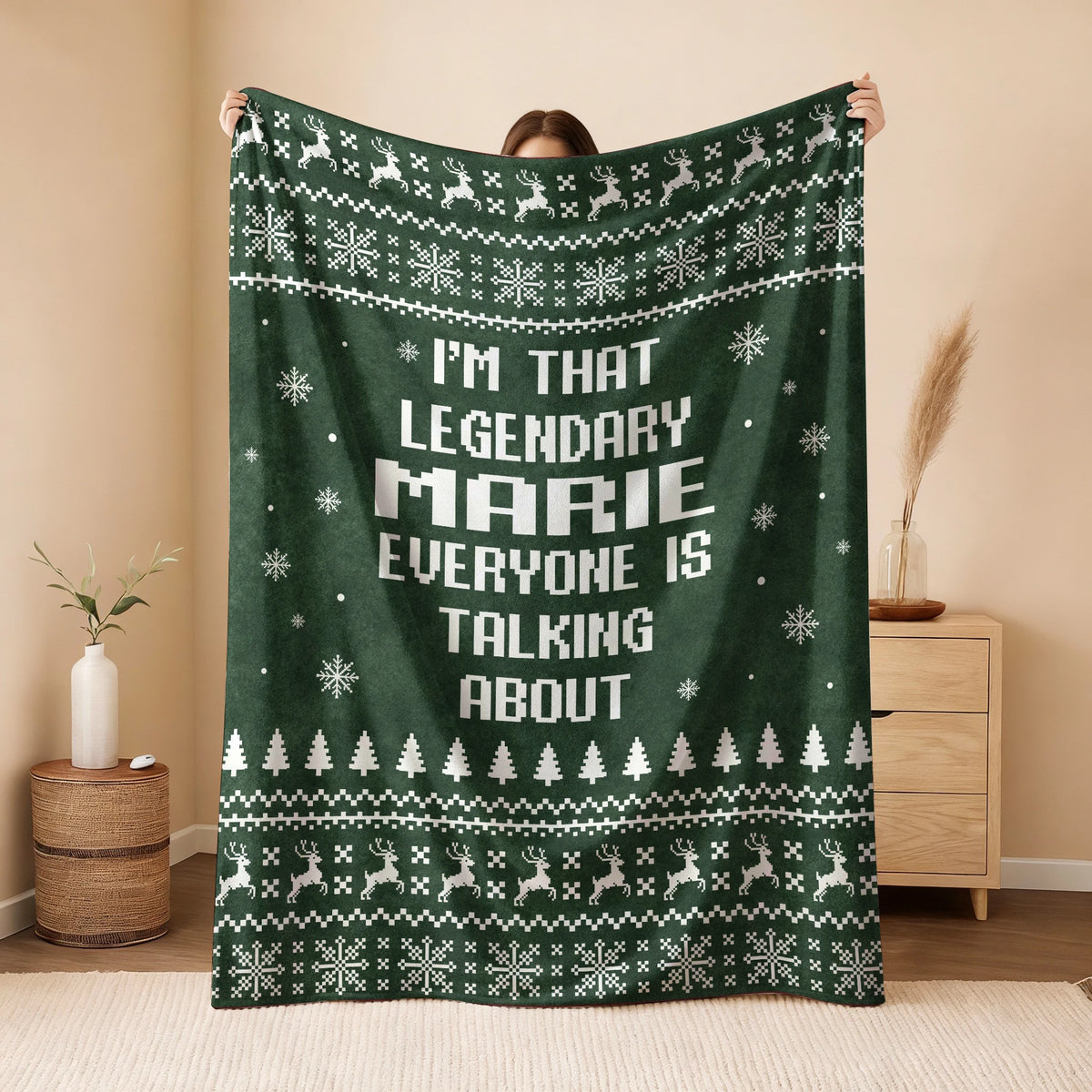 Legendary Your Name Funny Green Christmas Fleece Blanket MARIE 13K1 BK43