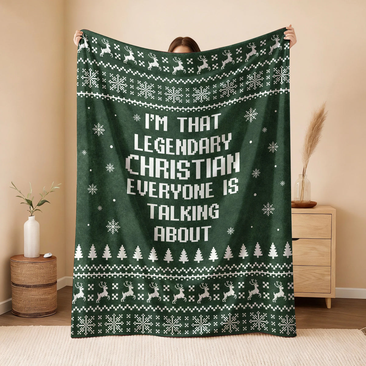 Legendary Your Name Funny Green Christmas Fleece Blanket CHRISTIAN 13K1 BK43