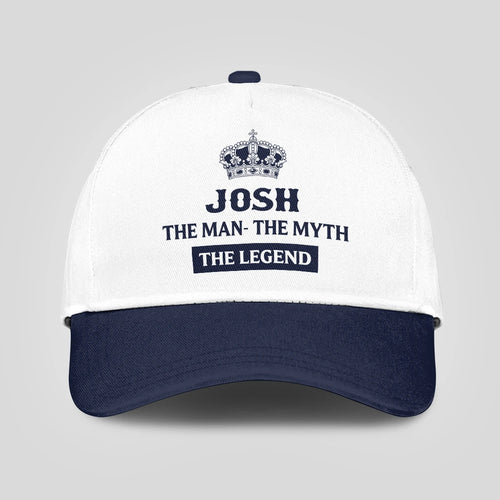 The Man The Myth The Legend King Crown Blue And White Cap JOSH 13K1 C147PF