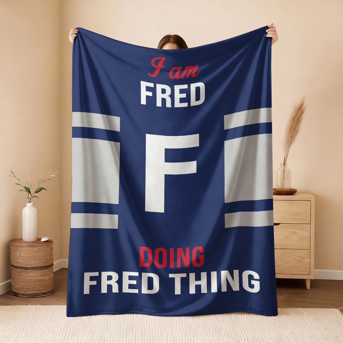 I'm Name Doing Name Things Navy Fleece Blanket FRED 13K1 BK51