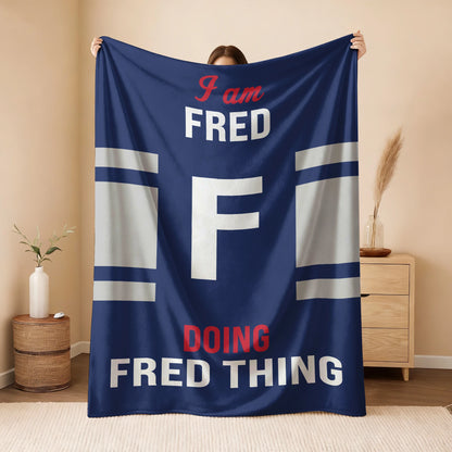 I'm Name Doing Name Things Navy Fleece Blanket FRED 13K1 BK51