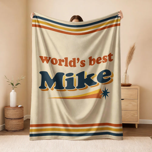 World's Best Your Name Retro Fleece Blanket MIKE 13K1 BK64
