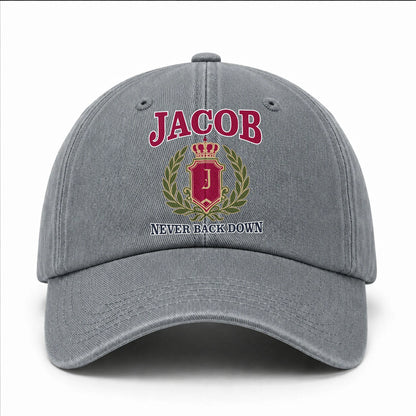 Your Name Never Back Down Royal Washed Cap JACOB 13K1 C77PF