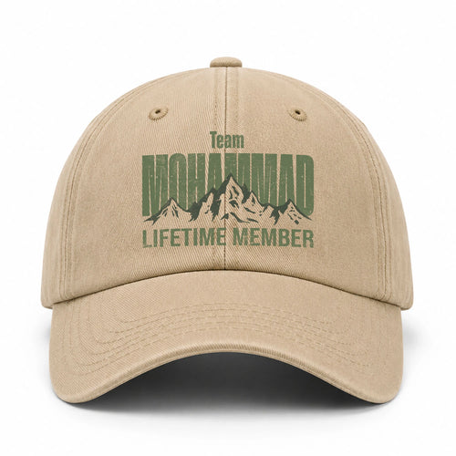 Team Your Name Lifetime Member Mountain Cap MOHAMMAD 13K1 C58PF