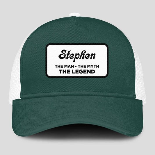 The Man The Myth The Legend Green And White Mesh Cap STEPHEN 13K1 C198PF
