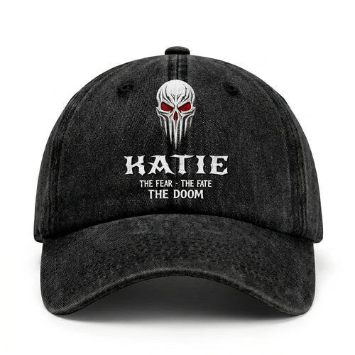Your Name The Fear The Fate The Doom Skull Washed Cap KATIE 13K1 C98PF
