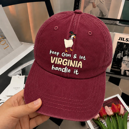 Keep Calm & Let Your Name Handle It Funny Witch Goose Washed Cap VIRGINIA 13K1 C128PF