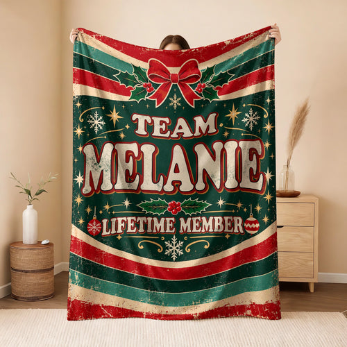 Team Your Name Lifetime Member Christmas Fleece Blanket MELANIE 13K1 BK52