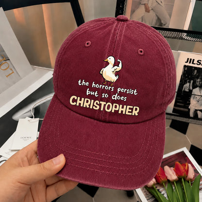 The Horrors Persist But So Does Your Name Funny Goose Burgundy Washed Cap CHRISTOPHER 13K1 C126PF
