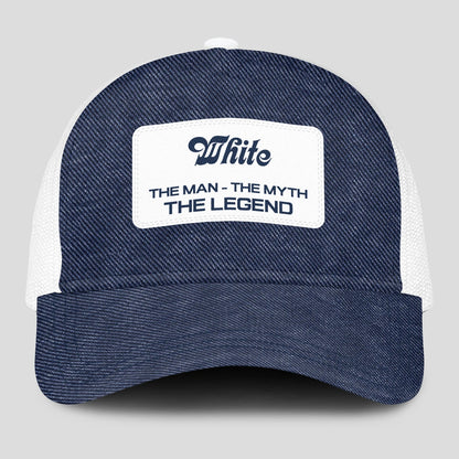 The Man The Myth The Legend Blue Denim Mesh Cap WHITE 13K1 C194PF