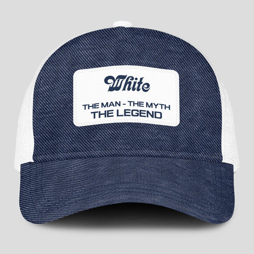 The Man The Myth The Legend Blue Denim Mesh Cap WHITE 13K1 C194PF
